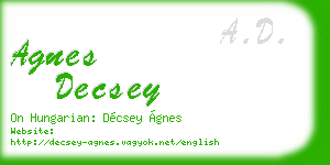 agnes decsey business card