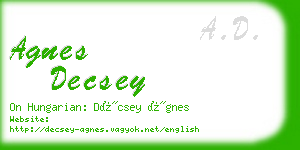 agnes decsey business card